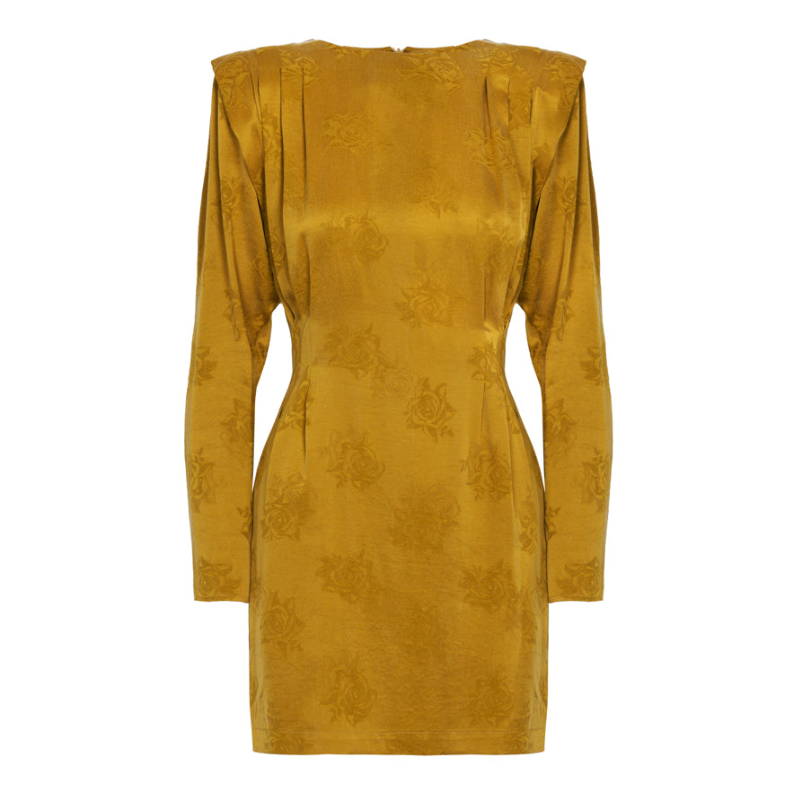 Vestido Mini Jacquard - Mustard