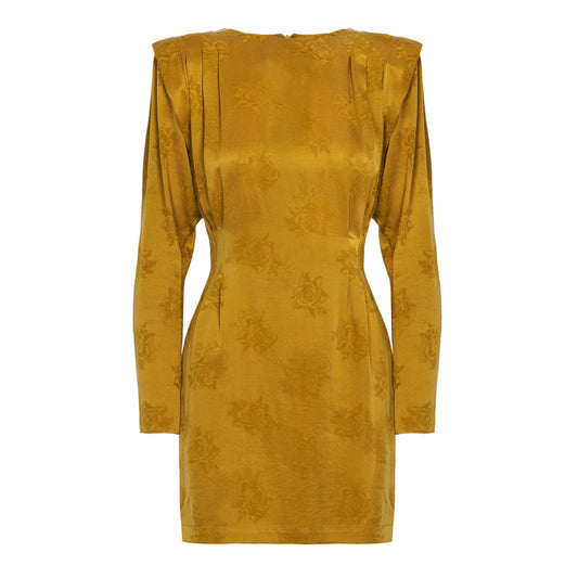 Vestido Mini Jacquard - Mustard