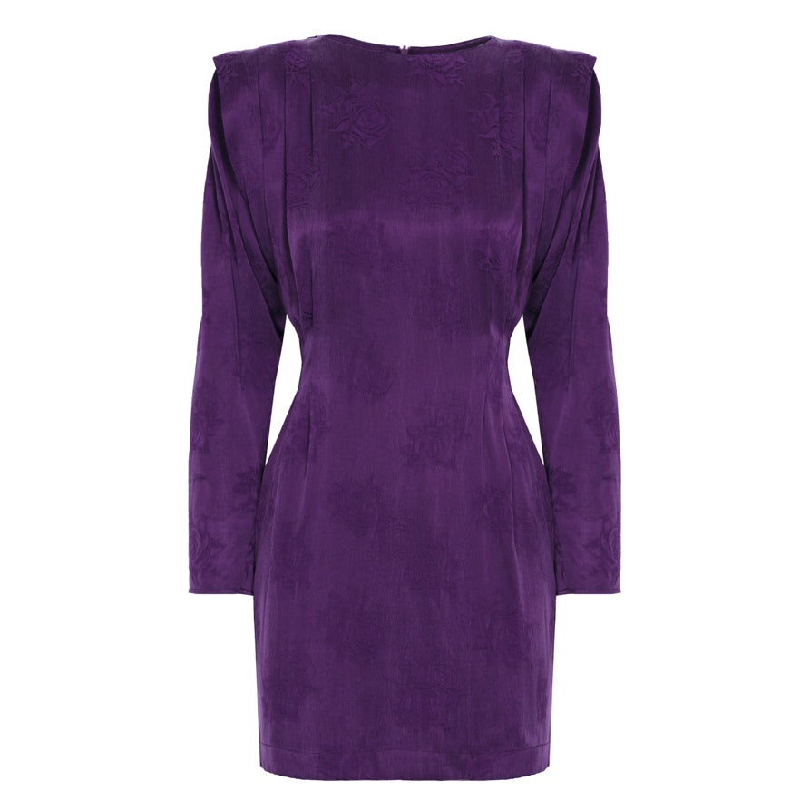 Vestido Mini Jacquard - Purple