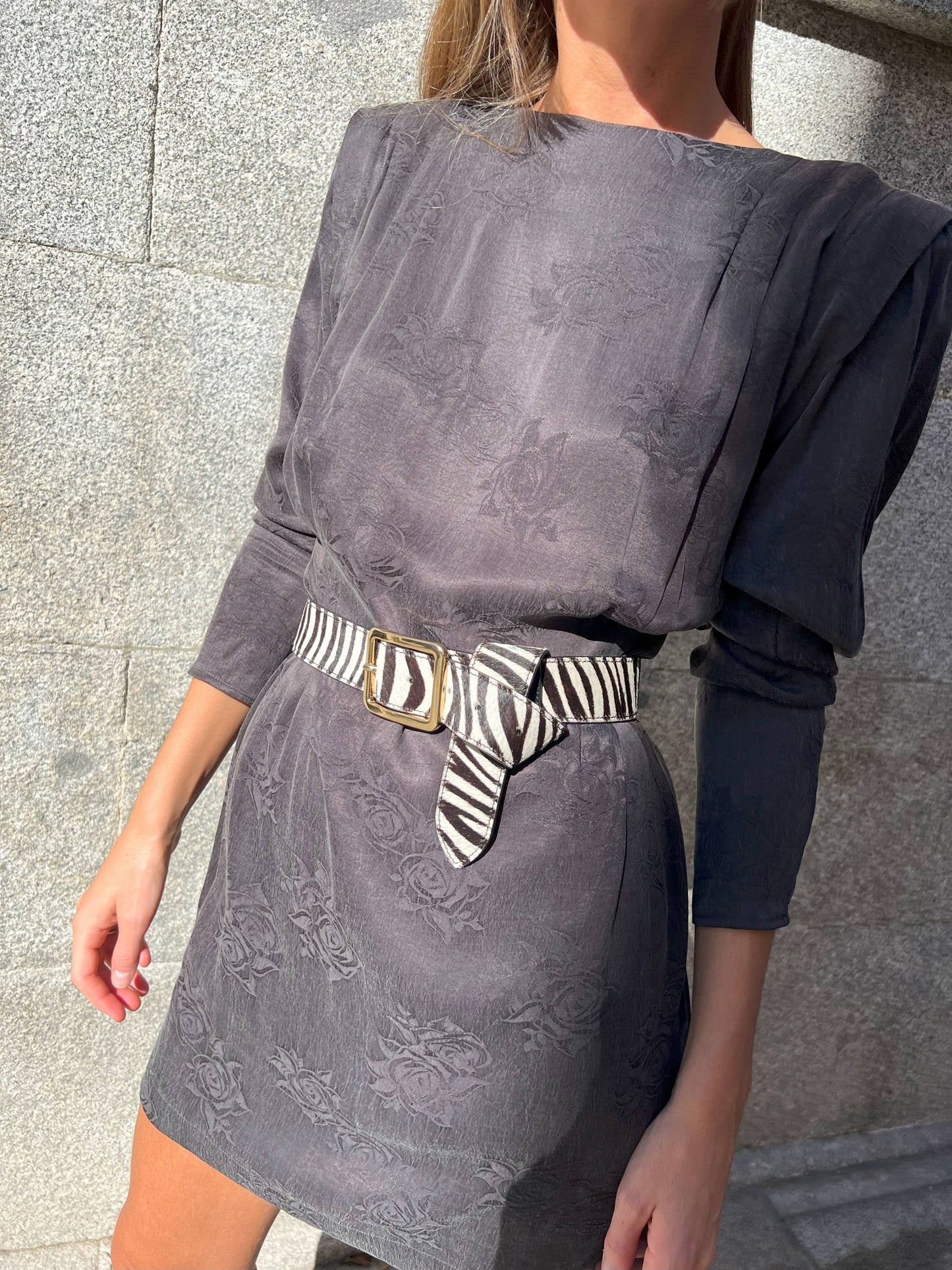 Vestido Mini Jacquard - Dark Grey