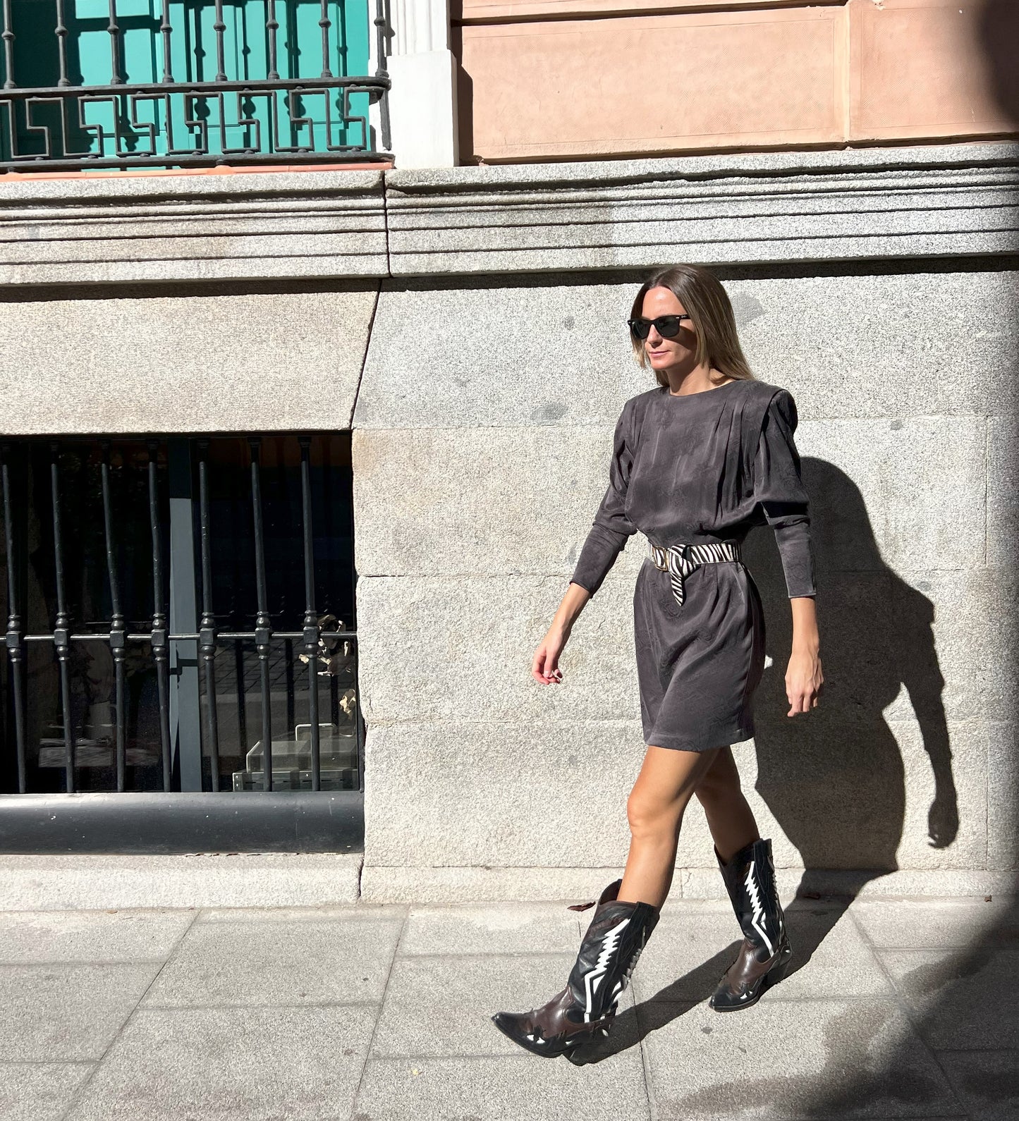 Vestido Mini Jacquard - Dark Grey