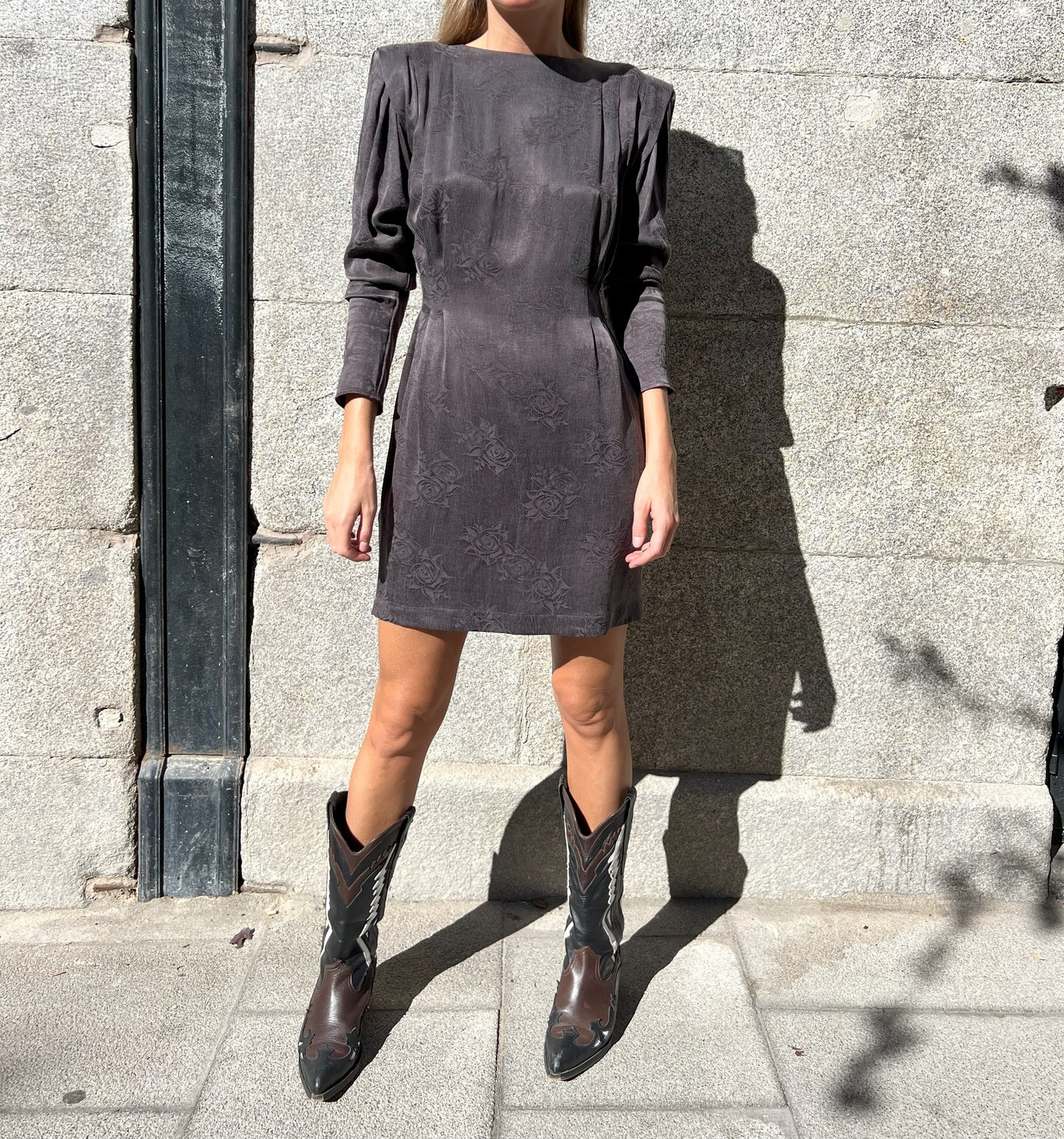 Vestido Mini Jacquard - Dark Grey