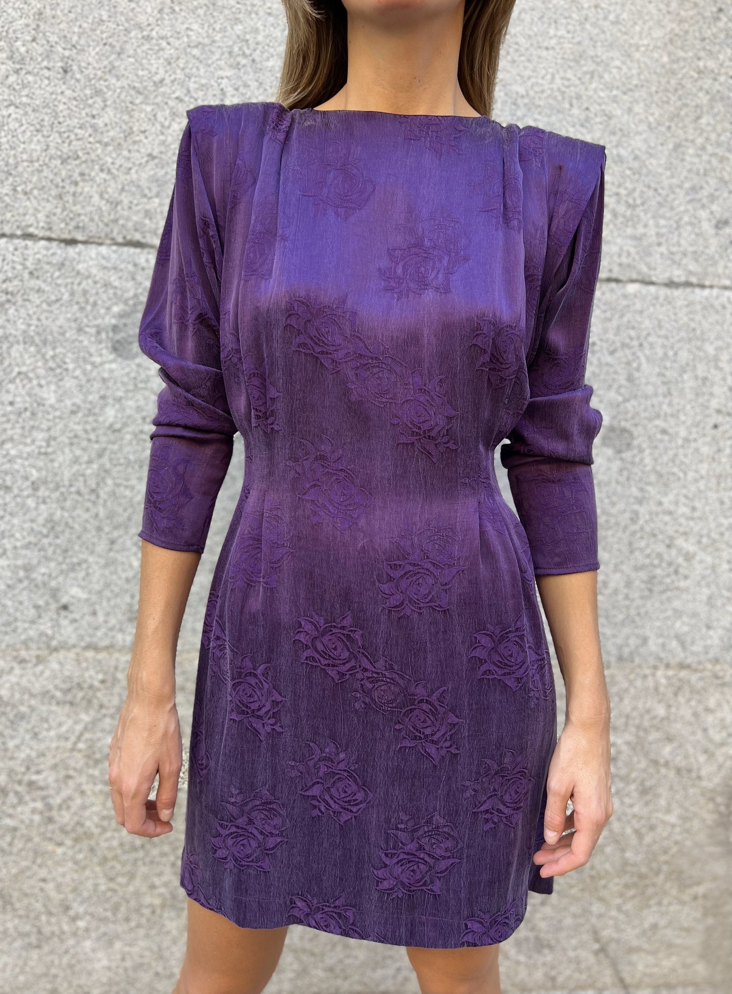 Vestido Mini Jacquard - Purple