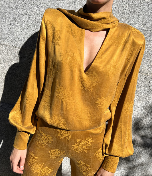 Camisa Lazada Jacquard - Mustard